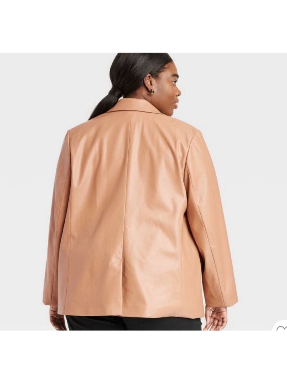 A New Day Camel Brown Faux Leather Blazer XSmall - Picture 8 of 12